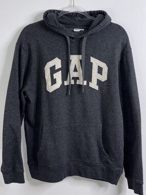 GAP Women's Logo Pullover Sweatshirt Hoodie Size Medium Charcoal Gray